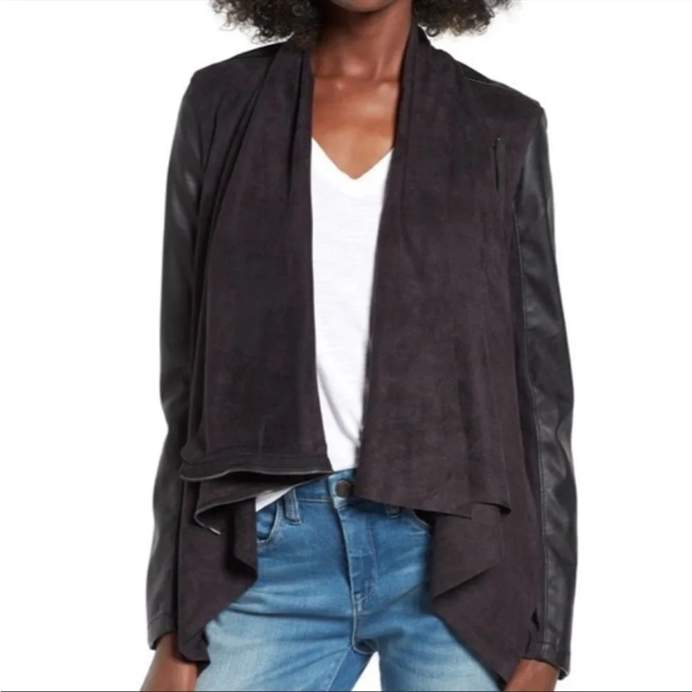 Blank NYC Vegan Leather Drape Front Asymmetric Zip Jacket